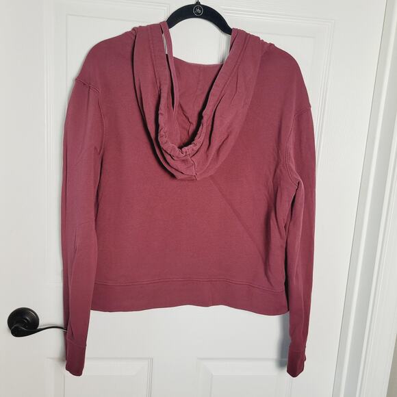 Pact Hoodie Womens Small Red Organic Cotton V Neck Cropped Kangaroo Pocket - Picture 6 of 10